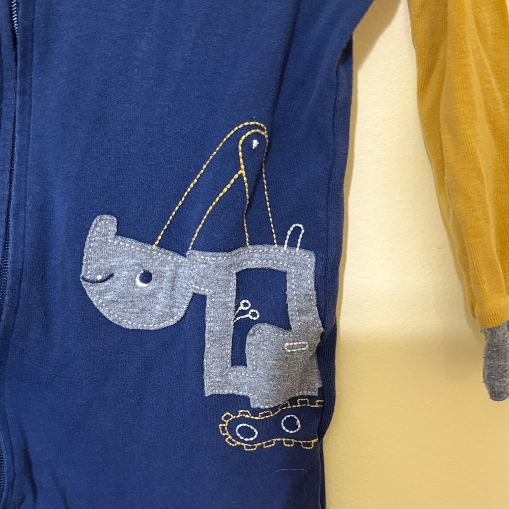 Carter's Construction Navy Blue and Yellow Sleeper - Picture 4 of 7
